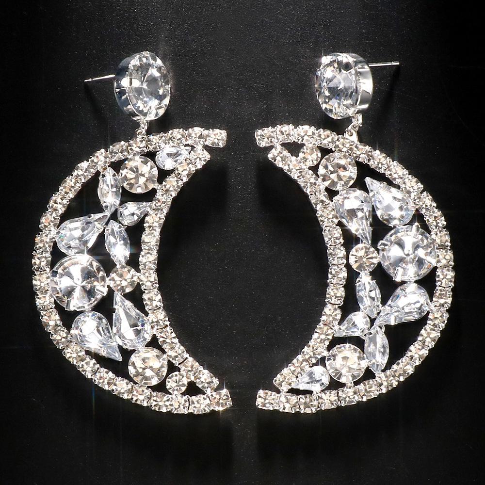 

Серьги с бриллиантами Simple Line Crescent женские полые серьги серебряный