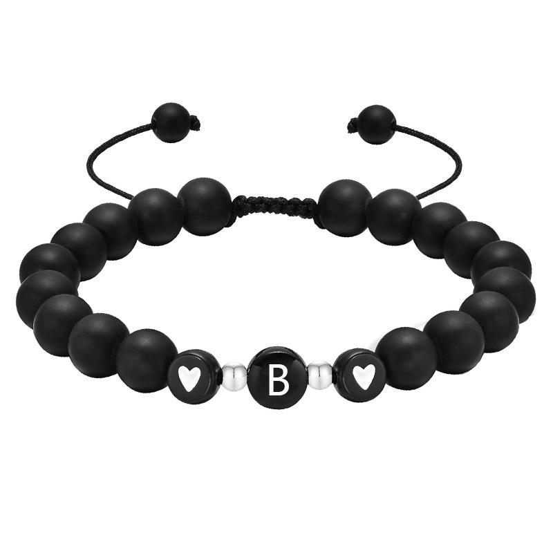 

Exclusive 26-Letter Matte Black Bracelet with Heart Name Bead