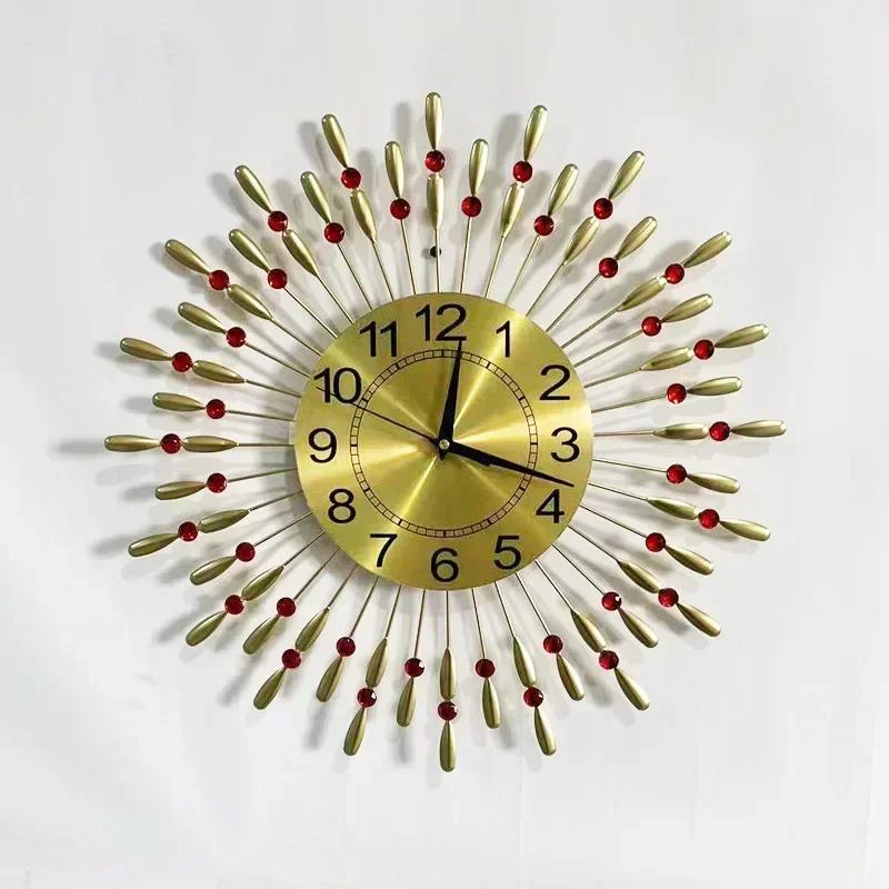 Black Golden Retro Style Wall Clocks Circular Raindrop Metal Ironwork Background Home Furnishings Living Room Bedroom Decorate