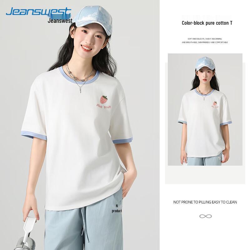 Женская хлопковая футболка Jeanswest 2025 Весна, Color Block XL