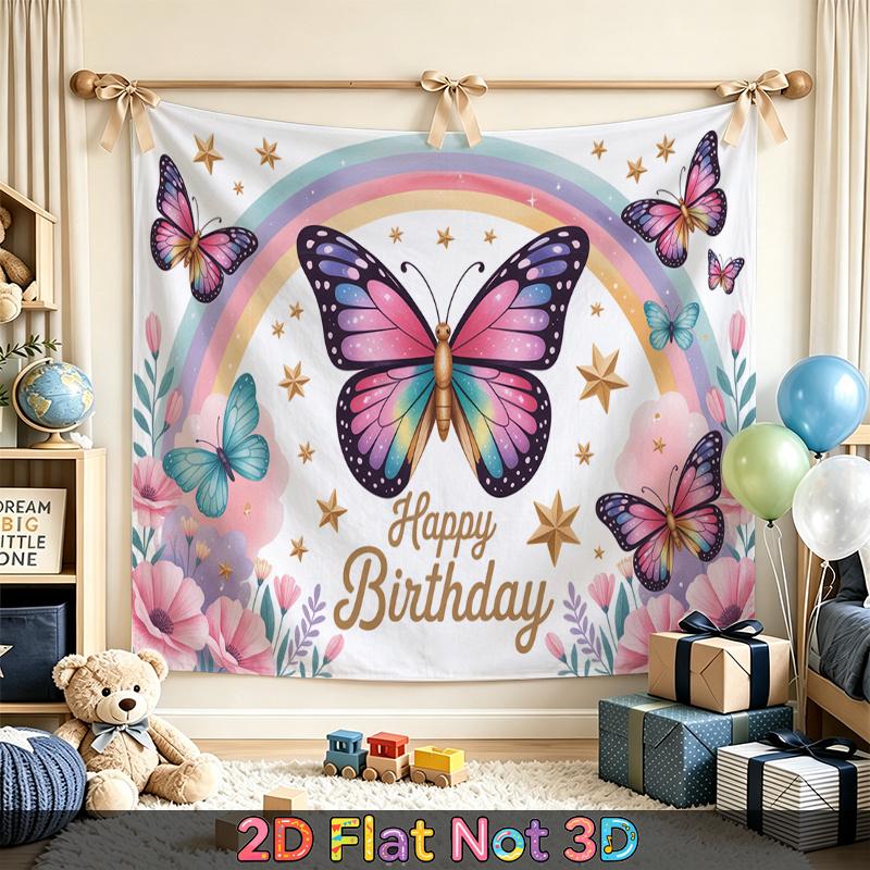 Butterfly Flower Party Backdrop 1pc - Celebration Decor