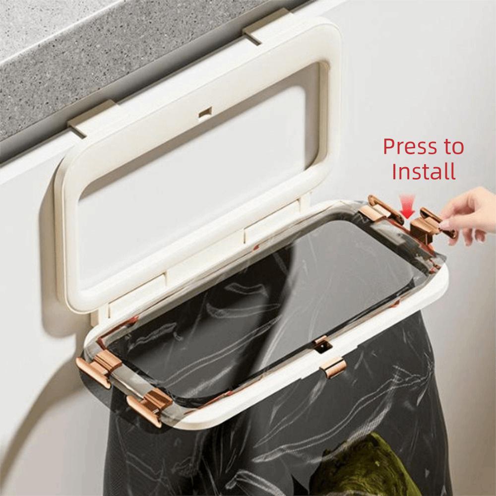No-Drill Folding Trash Bag Holder Plastic Plastic Bag Holder Garbage Bag Holder for Kitchen