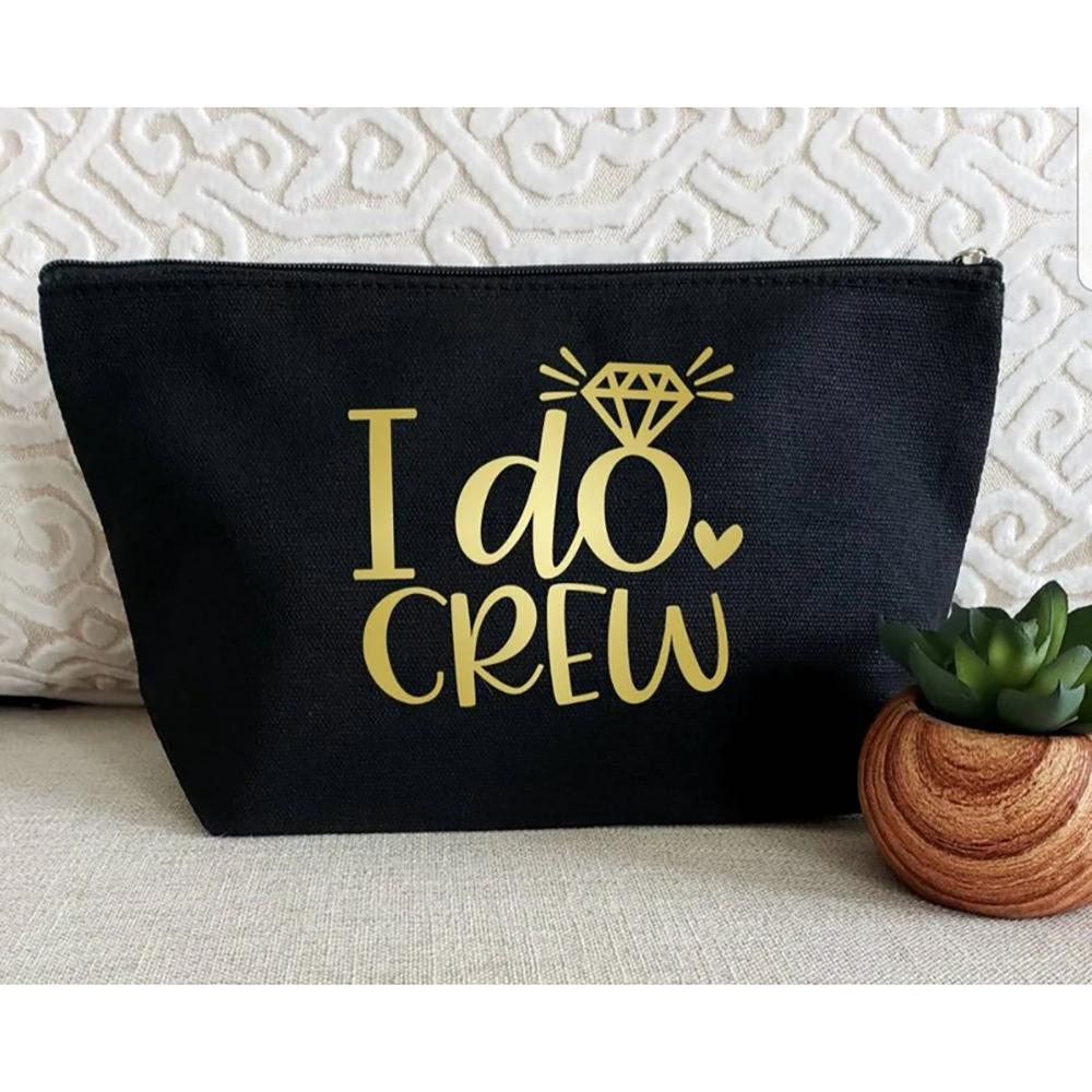I Do Crew Makeup Bag Bridesmaid Proposal Favor Cosmetic Toiletry Pouch Wedding Bachelorette Party Bridal Shower Gift for Her 1pcs 15x22x5cm