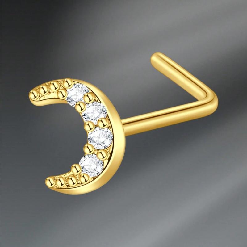 Argolas de Piercing de Nariz em L Coração Lua Fofo Zircônia Brilhante Cor Ouro Prata Piercing de Nariz Para Mulheres Meninas Joias de Narina