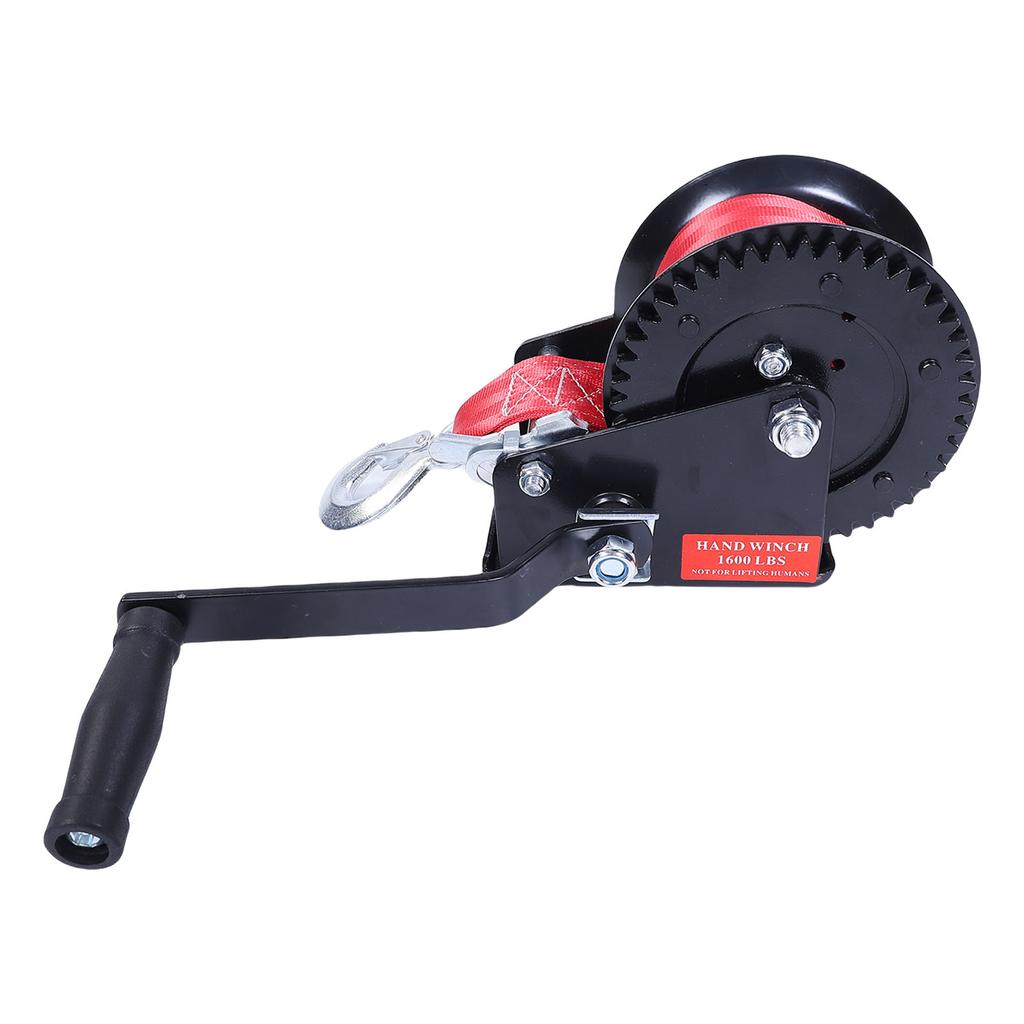 1600LBS Hochleistungs-Bootsanhängerwinde Tragbare Handwinde mit 26ftx2in Gurt 2-Wege-Ratsche 4.1:1 Gang Manuell Betätigt