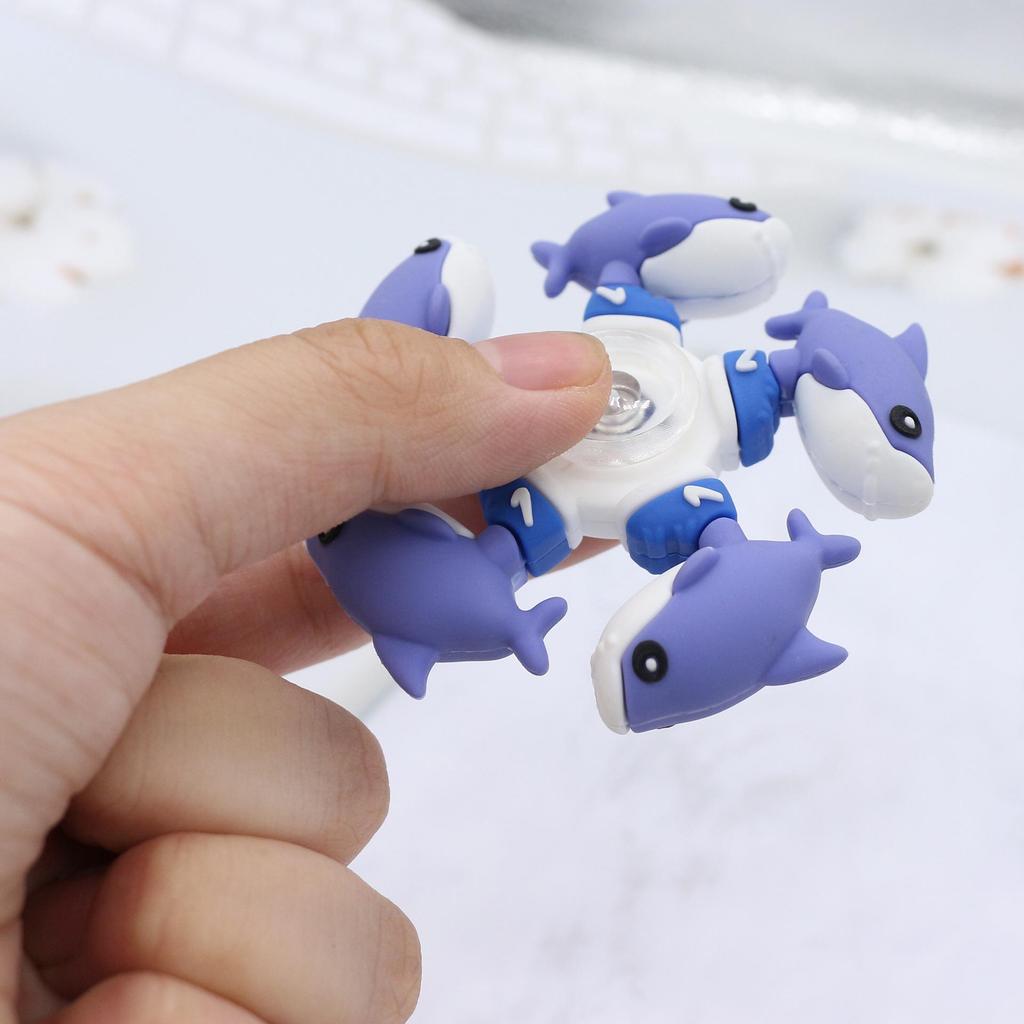 Five-Bead Fidget Spinner with Soft Rubber & Wooden Stick - Mythical Creatures Stress Relief Toy