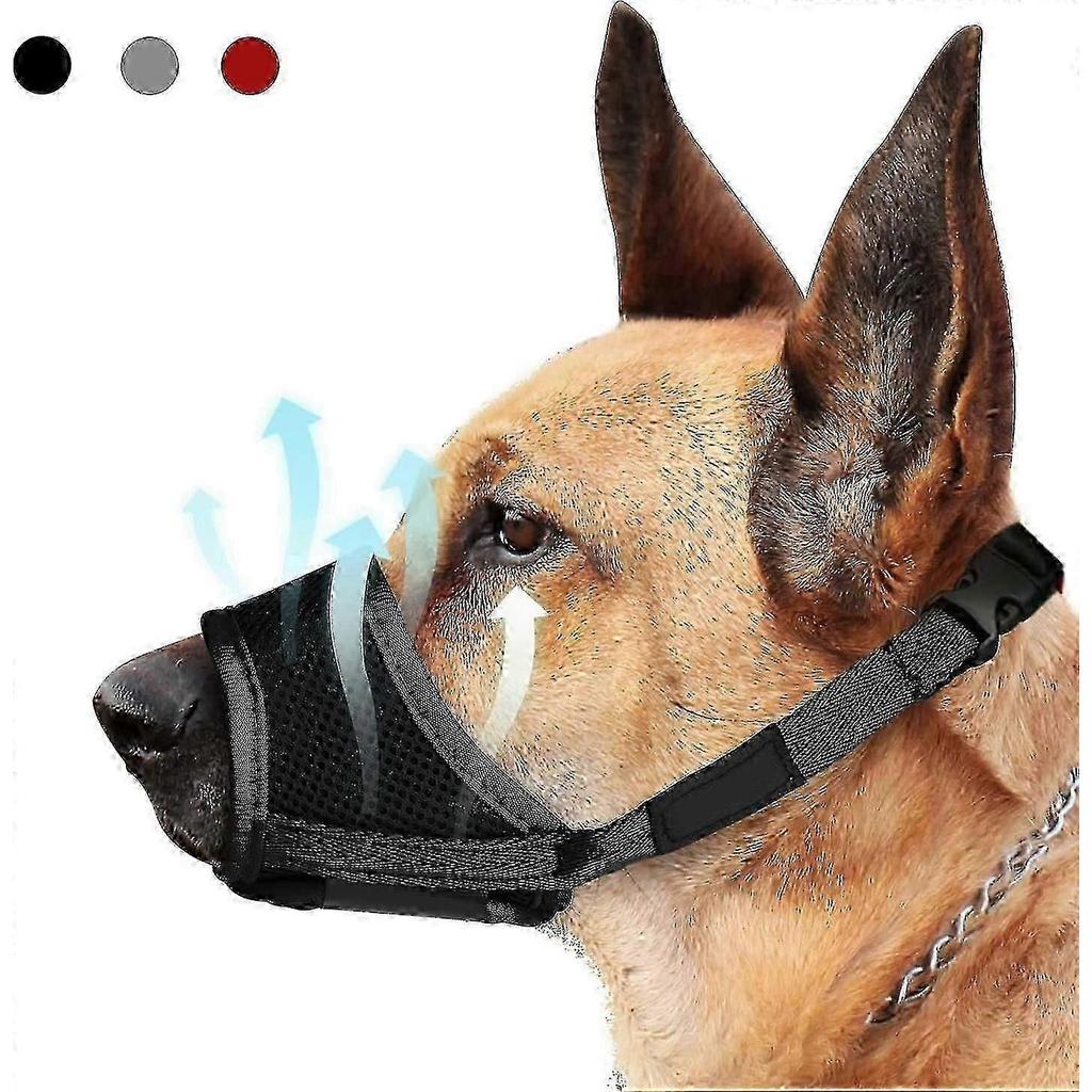 Hundemaulkorb, Weicher Nylon-Maulkorb gegen Herunterfallen, Atmungsaktiver Hundemaulkorb aus Air-Mesh, Trinkbar, Mit Verstellbarem Riemen