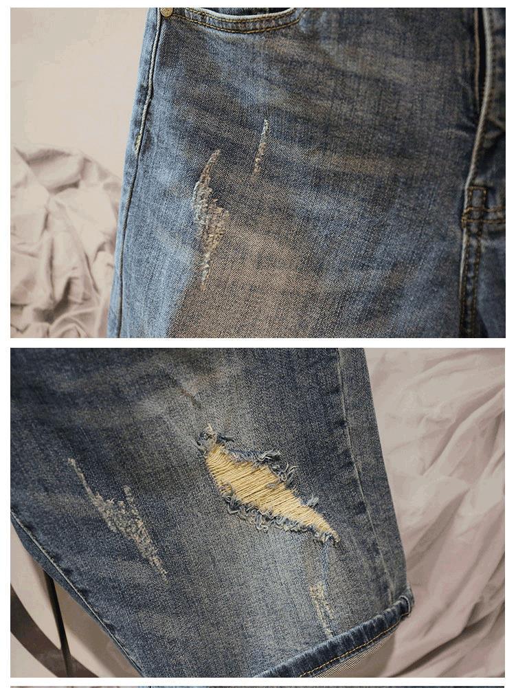 Men's 2024 Trendy Ripped Denim Shorts - Street Style Casual Five-Point Pants