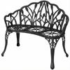 Panca da Giardino a 2 Posti in Ghisa di Alluminio Resistente alle Intemperie con Schienale a Tulipano Motivo Floreale 99 x 57 x 78 cm