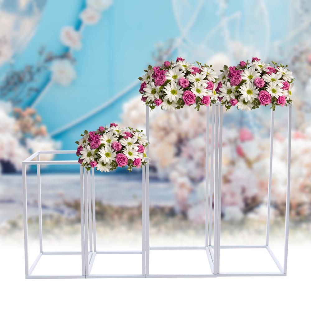 Bymaocar 4Pcs Floor Column Flower Stand Reusable Vase Metal Venue Decor For Wedding Party Dinner Centerpiece Supply Wide Apply
