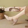 Fashion versatile high heels women's 2025 new Xiaoxiangfeng square head shallow mouth thick heel one-word buckle with Mary Jane single shoes