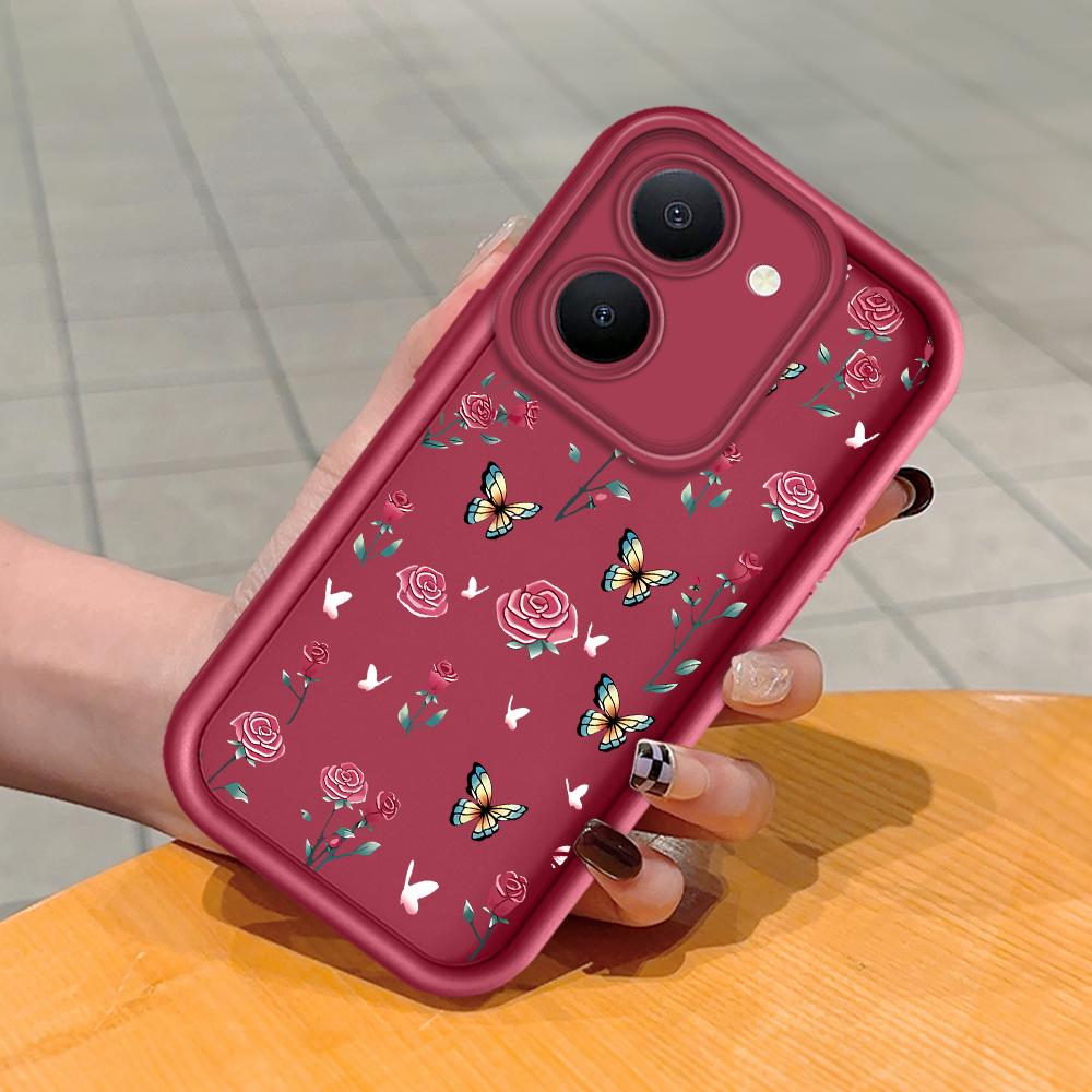 Soft Silicone Square Ladder Printing Pattern Phone Casing Full Cover Camera Shockproof Protection Rubber Case for Vivo