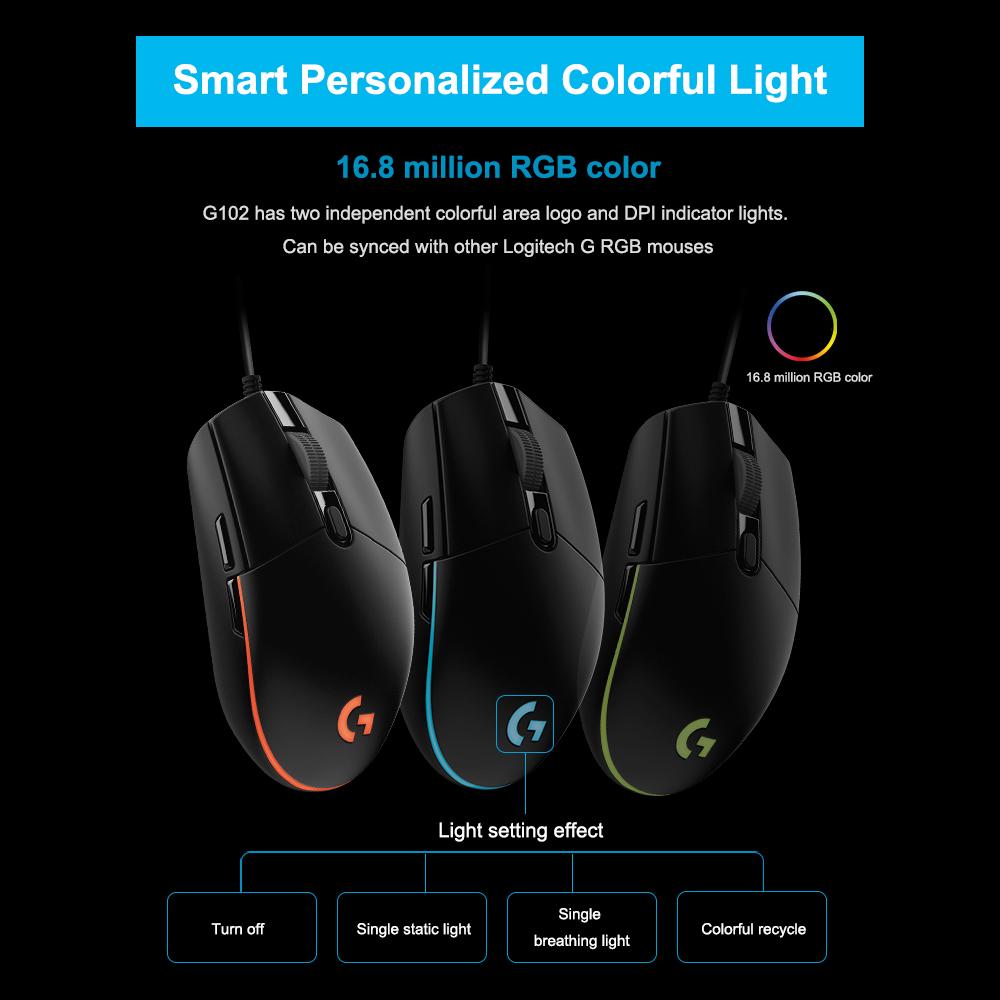 Buy Logitech G102 Wired Gaming Mouse RGB Mice Optical 8000DPI 16.8M ...