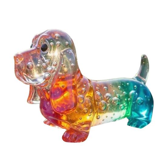 Colorful Glass Dog Ornaments Rainbow Gradient Puppy Figurines Decorative Dog Sculpture Gift for Holidays Birthdays