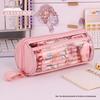 Transparent Cylindrical Pencil Case - Multi-functional, High Capacity for Primary & Secondary Students