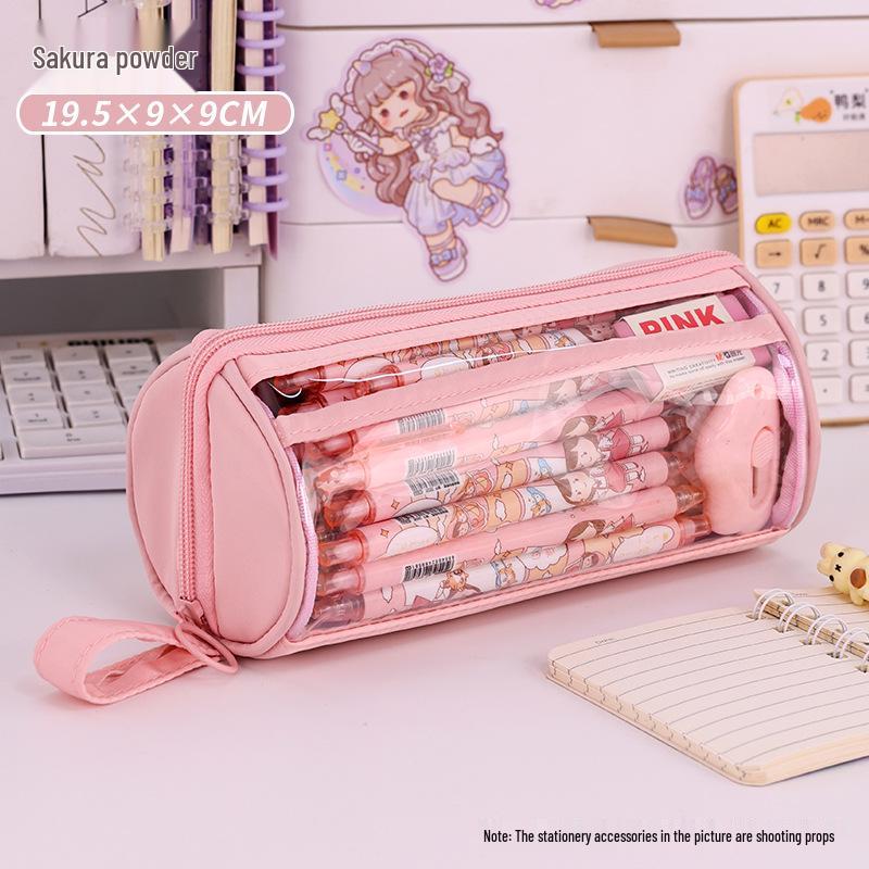 

Transparent Cylindrical Pencil Case - Multi-functional, High Capacity for Primary & Secondary Students