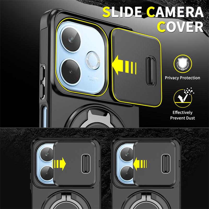 Funda For OPPO A5 Pro 5G Case Shockproof Armor Slide Lens Protect Cover For OPPOA5 Pro A5Pro 5G Magnetic Ring Stand Holder Coque