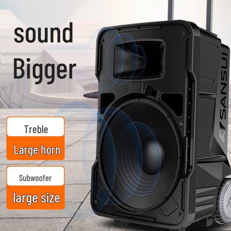 SANSUI Portable Outdoor KTV Trolley Speaker
