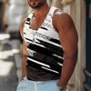 Men's Graffiti Striped Print Vest Classic Fashion Basketball Vest Summer Fitness Sports Breathable T-Shirt