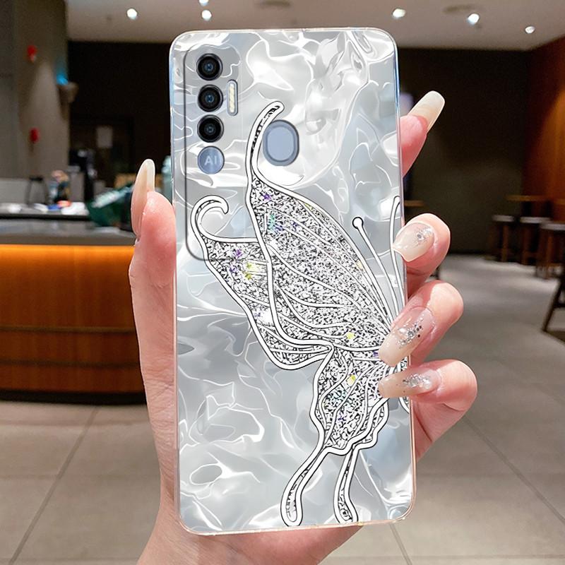 For Tecno Spark 7 Pro 8 8p 8t 9T (India) Cases Butterfly Phone Cover Spark7 7T 7Pro Bag Soft Silicone Transparent TPU Jelly Case