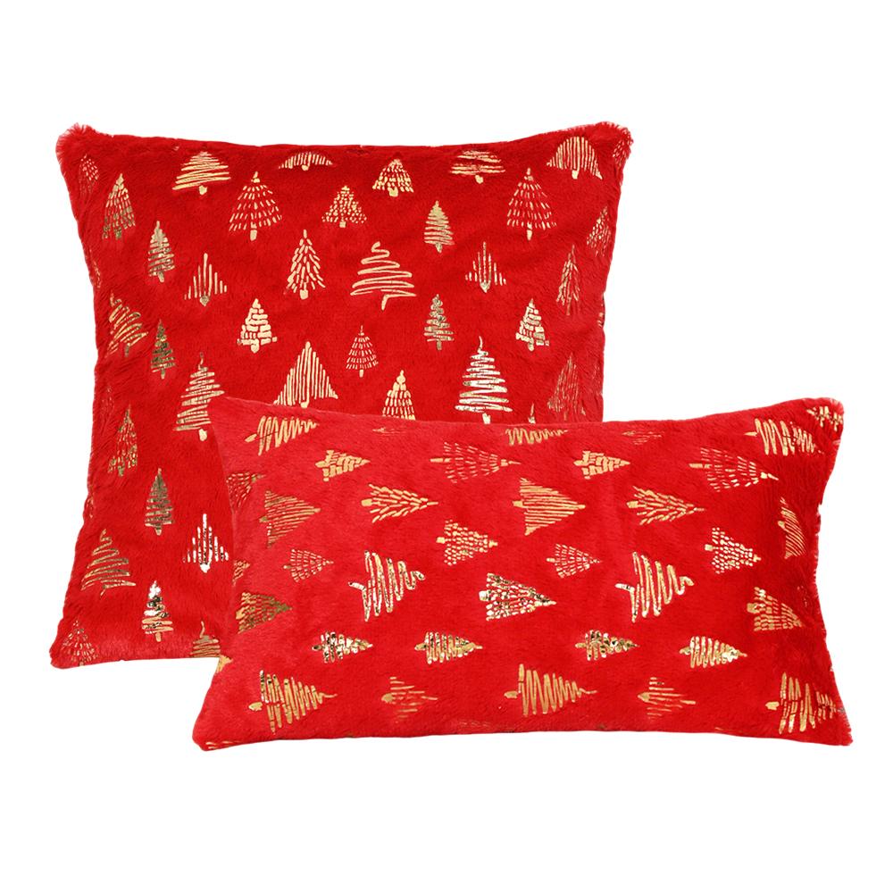 BUYNOW 1PC Velvet Christmas Tree Gold Stamping Pillowcase RedGreenWhite Living Room Sofa Square Cushion Cover Home Bedroom Decor