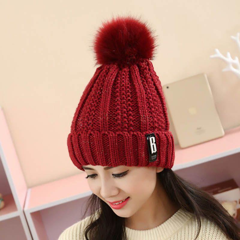 Luxurious Winter Fashion Knitted Hat Charm Women Adjustable Warm Woolen Hats For Cold Weather