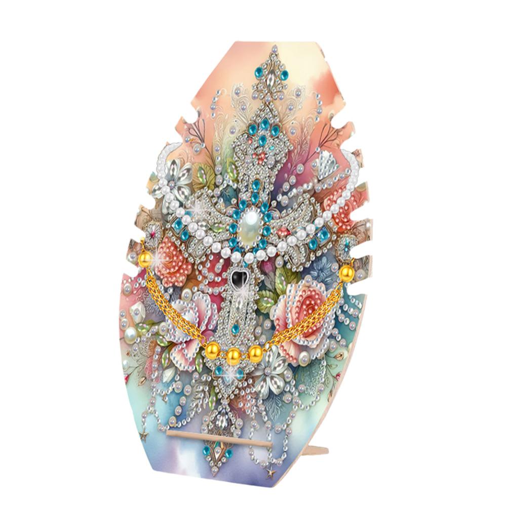 

DIY Diamond Painting Wooden Jewelry Display Organizer Holder Diamond Art Necklace Display Board Organizer Shelf Gifts for Women