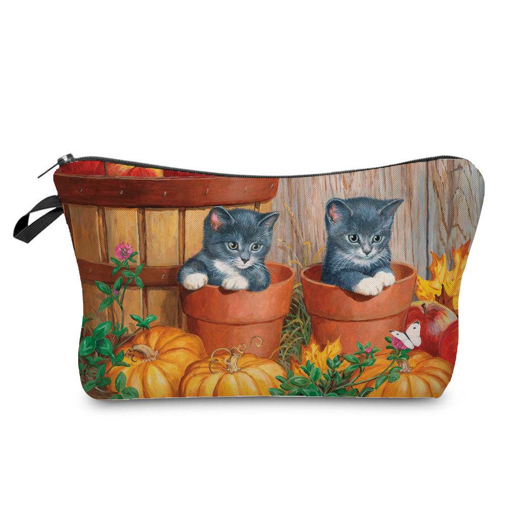 Women Cat Print Cosmetic Bag Toiletries Organize Travel Storage Case  6429