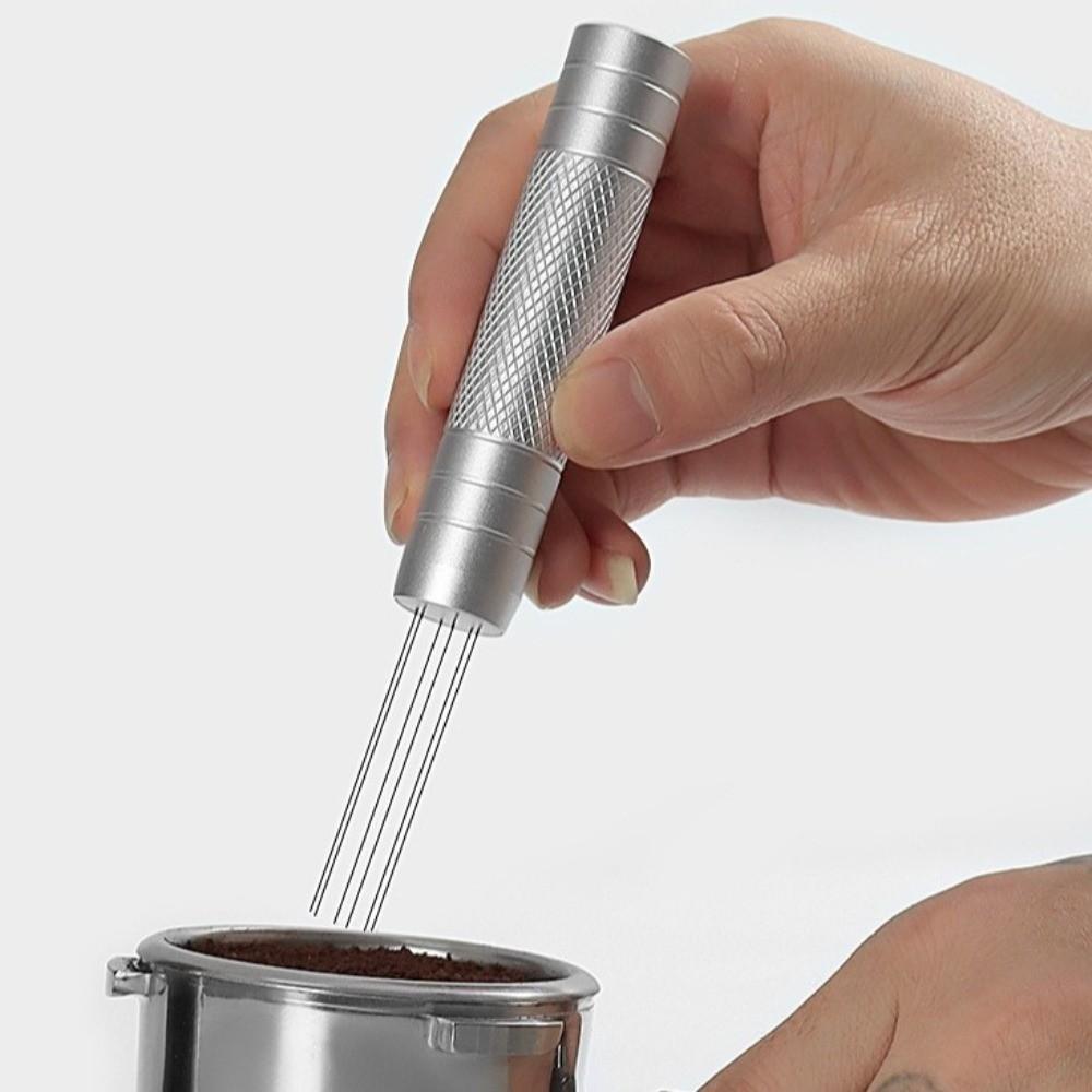 Stainless Steel Espresso Stirring Needle Telescopic 6 Pin Magnetic Needle Tamper Heavy Duty Even Dispersion Coffee Tamper Needle