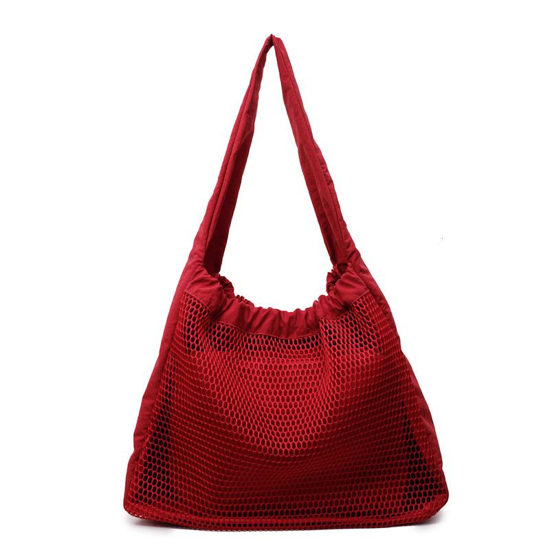 

Сетчатая ажурная сумка женская сумка 2025 новый поток мода сетчатая женская сумка через плечо легкая сумка под мышкой бордовый