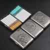 Vintage Antique Silver Dual-Use Cigarette Case for 6.5mm Medium/Regular Cigarettes - Holds 20/16 Count