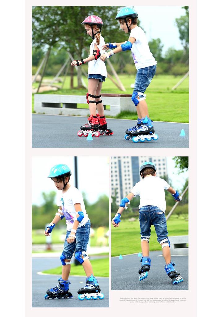 Children's Adjustable Inline Roller Skates Set with Flash Wheels, Helmet, and Protective Gear