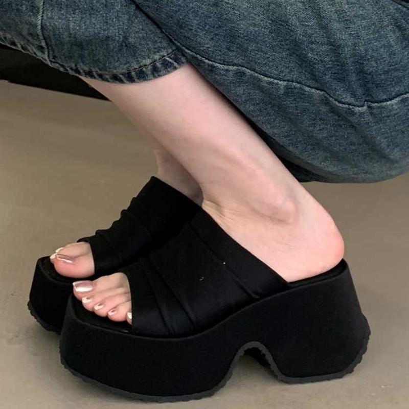 Summer Fashion Open Toe Leopard Print Platform Wedge Woman Slippers Chunky Heels Shoes Zapatos De Mujer