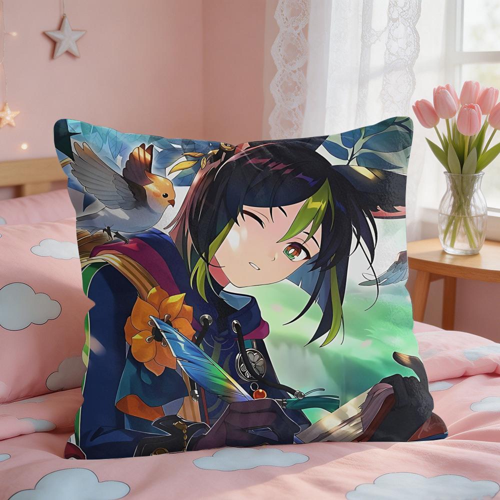 Tighnari Genshin Impact Cushion Cover Square Short Plush Pillow Case Living Room Sofa Home Decor Funda X