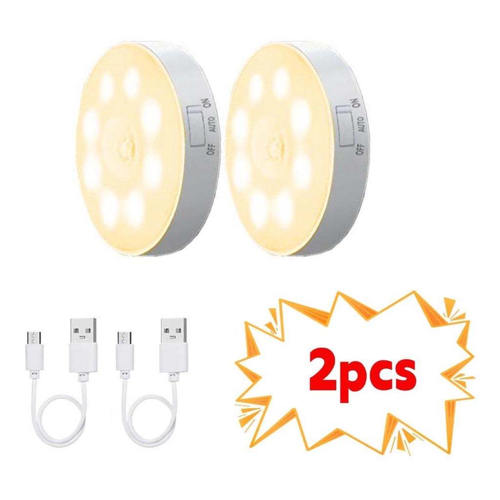 2/3/4/5 stk Bevegelsessensor LED Nattlys USB Oppladbar Nattlampe for Kjøkkenskap Garderobelampe Trapp trådløs Skaplampe