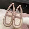 Trendige flache Baumwollschuhe 2024 Winter Neu Bequemes Splicing Design Sinn Luxuriöse Damen Baumwollschuhe Warm und Vielseitig