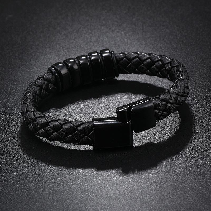 Men PU Leather Bracelet Magnet Buckle Bangle Birthday Gift