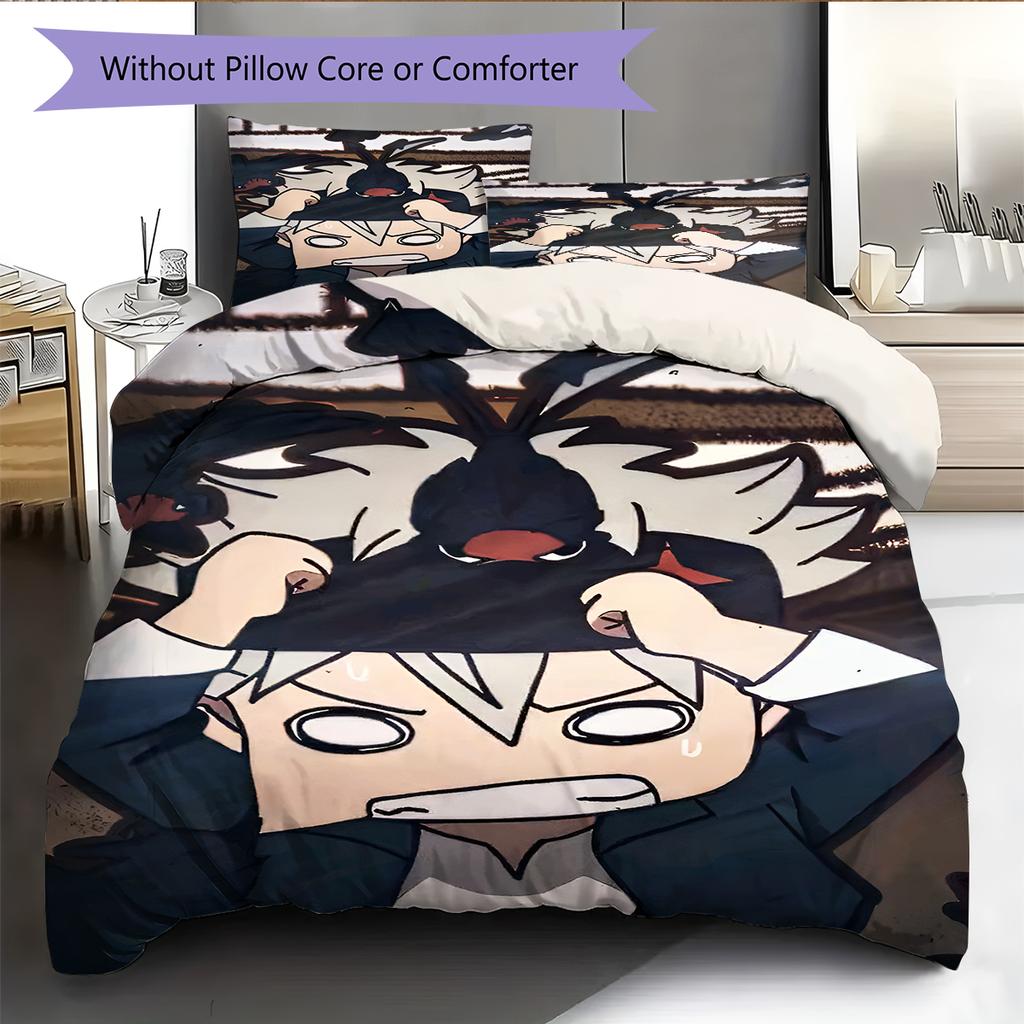 Anime Pattern Bedding Quilt Set Quilt Cover Pillowcase Home Decoration Birthday Gift (1 * Duvet Cover + 2 * Pillowcase, Without Core)