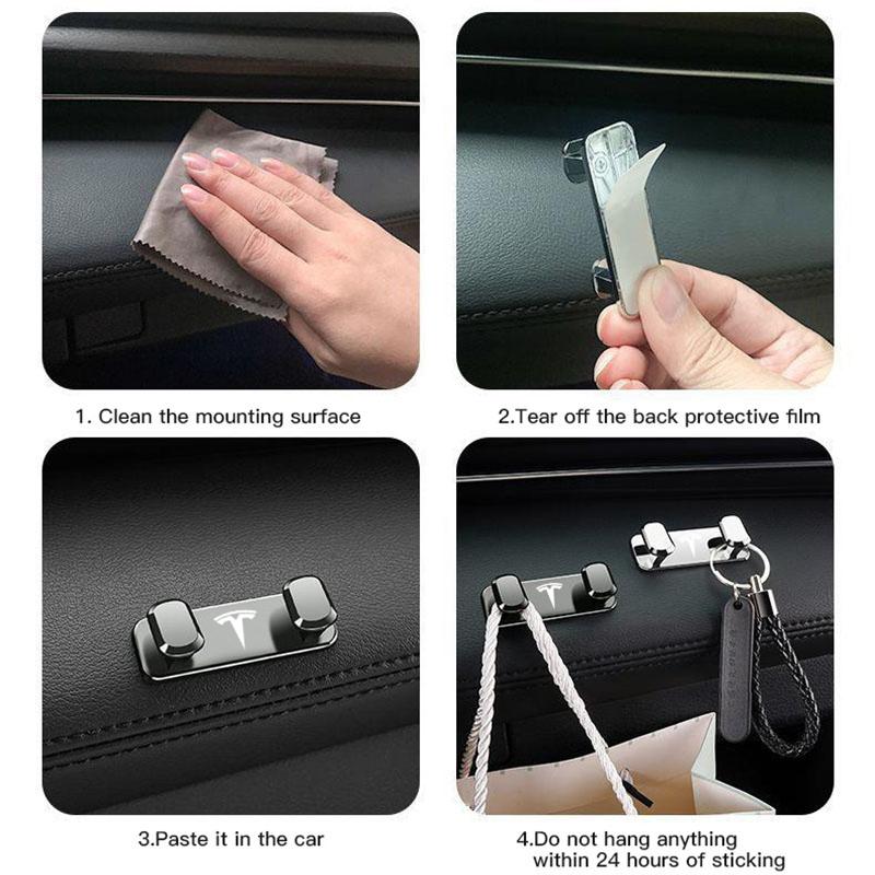 BFNWZ1 1Pcs Car Metal Storage Hook Organizer Interior Accessories For Tesla Model 3 Model S Model X Model Y Cybertruck Roadster SpaceX