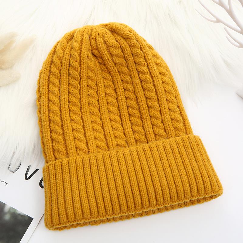Winter Solid Color Knitted Warm Hat Knitted Women's Hat