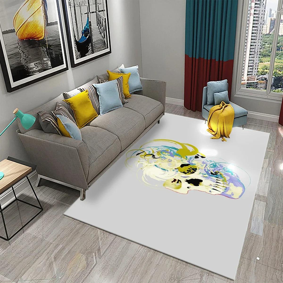

Flower Skull Carpet Skeleton Skull Bone Design Living Room Bedroom And Kitchen Bathroom Non-Slip Decor 40x60cm