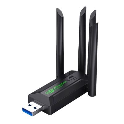 1300Mbps Fast Speed USB WiFi Adapter 4 Antennas Design Supports 2.4G/5G Double Band Networking Connection