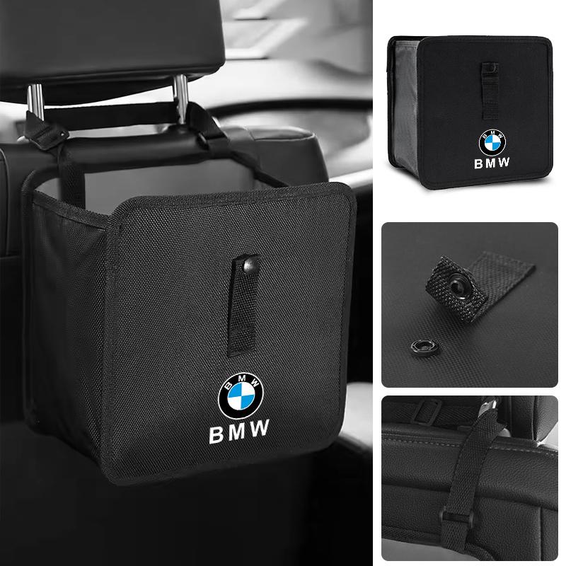 BBKX7 Large Capacity Foldable Car Trash Can Hanging Storage Bag For BMW X1 X3 X5 X6 G20 G30 G01 G02 G05 F15 F16 Accessory Keychain