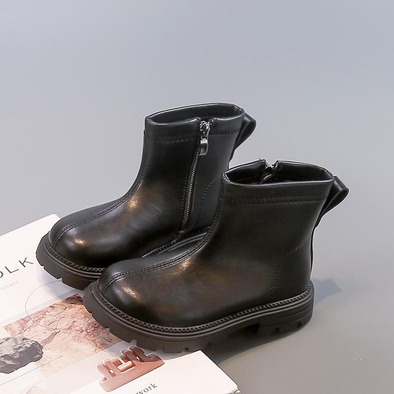 Childrens Leather Boots Fall British Martin Boots Fashion Korean Solid Boys Girls Shoes