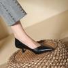 Low Heels Pumps for Women Leather Closed Toe Pointed Toe Kitten Heels Comfort Slip On Stiletto Pumps Women's Work Office Business Wedding Dress Shoes