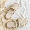 2025 summer new Korean version fashion versatile two wear woven travel vacation beach shoes flat cool slippers outside