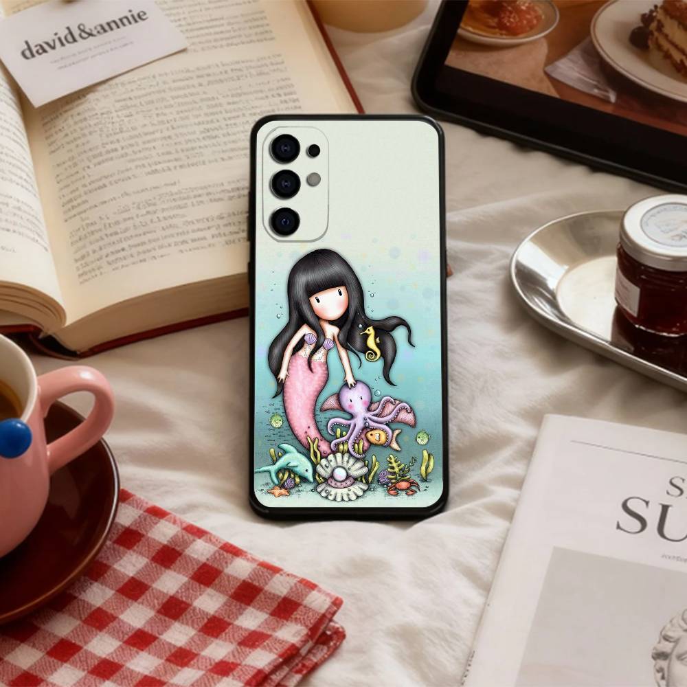 Lovely S-Santoro G-Gorjuss Series Phone Case For Samsung S 25,24,23,22,30,21,10,9,Ultra,Plus,Lite,FE,4,5 G Soft Black Case