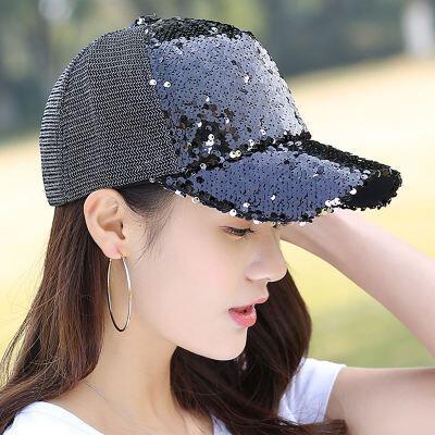 New Hat Ladies Summer Visor Fashion Sequin Cap Women's Baseball Cap Mesh Hat Hipster