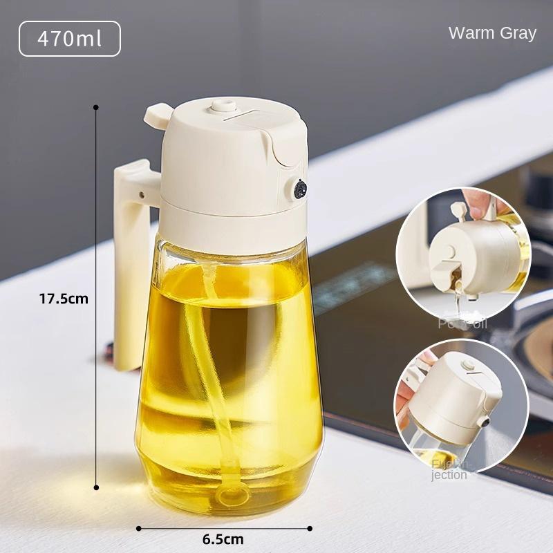 New 470ml Oil Spray Pot 2-in-1 Plastic Household Kitchen Oil Bottle Nebulizing Mist Filling Cooking Oil Spray Pot Dual Use