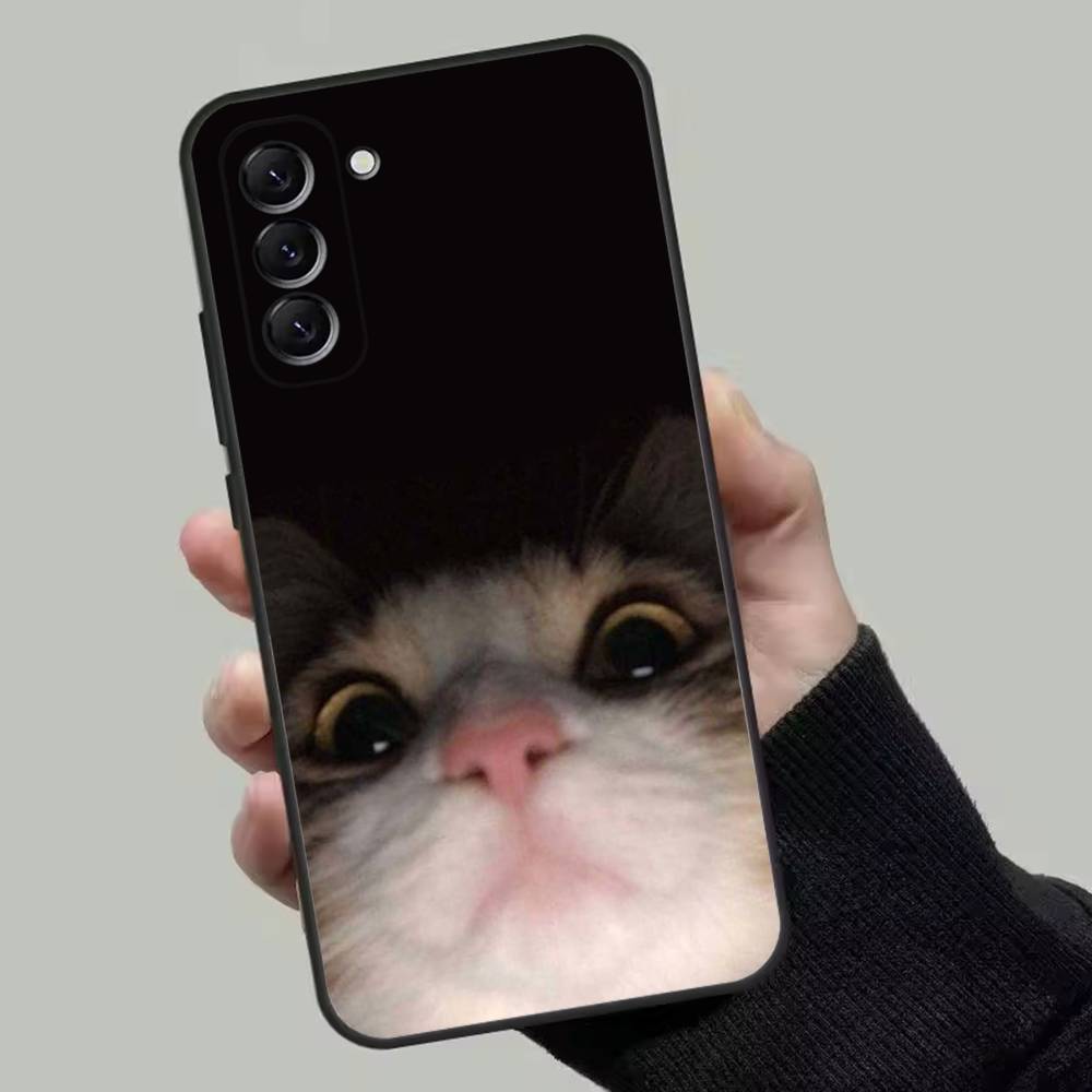 Coque de téléphone meme chat mignonne et drôle pour Samsung Galaxy A13,A21s,A22,A31,A32,A52,A53,A71,A80, Coque Noire Souple